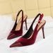 High Heels Women's Shoes, Shallow Mouth West Velvet, Thickened Suede Splicing, Pointed End, Hollowed Out And Trippery Strap Single Shoes_vogvips.com