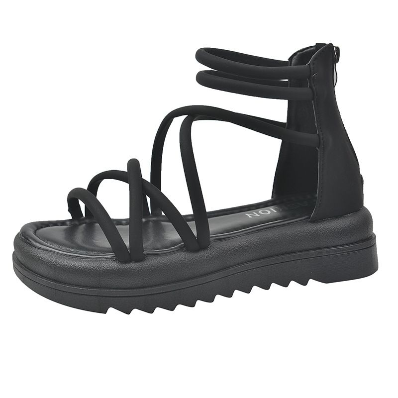 Platform Thick Sole For Women, Summer New Design, Fashionable And Elegant, Back Zipper Height Increasing, One Strap_vogvips.com