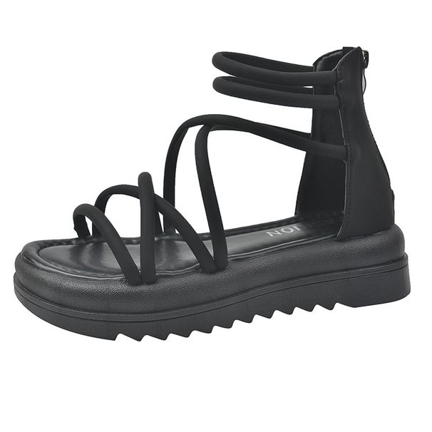 Platform Thick Sole For Women, Summer New Design, Fashionable And Elegant, Back Zipper Height Increasing, One Strap_vogvips.com