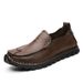 European Warm Series Autumn Winter New Men's Handmade Leather 45 Lazy Slip-On British Style Trend Shoes 46 Large Size Driving Loafers_vogvips.com