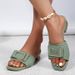 Women's Plus Size Square Buckle Slippers Fashionable Peep Toe One Strap Low Heel Comfortable Slip-On European American Style_vogvips.com