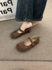 French Style Milk Camel Round Toe Matte Ballet For Women Outdoor Summer Soft Sole Fairy Mary Jane Shoes_vogvips.com