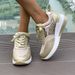 Women's Wedge Heel Thick Soled In Large Size, Breathable Sequins, Round Toe Tie, Spring And Autumn New Casual Sports_vogvips.com