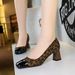 5297 Style Fashionable, Simple Versatile Women's With Thick Midsole Shallow Mouth Suede Splicing Square Toe Spring And_vogvips.com