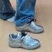 5Cm Height-Increasing Thick-Soled Color-Block Retro Silver Women's Casual Sports Dad Sneakers_vogvips.com