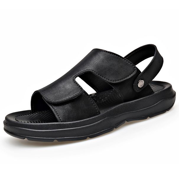 New Mens Slippers Handmade Summer Sandals Men Breathable Leather Slides Man Outdoor Antiskid Beach Shoes Comfy Half Drag_vogvips.com