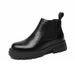 Martin Boots Men's High-top Leather Shoes Wind Thick-soled Heightened Velvet Black Locomotive Boys Soft Leather Medium-top Boots_vogvips.com