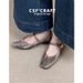Women's Ballet Flats, Soft Sheepskin Leather French Shoes, Square Toe Low Heel Mary Jane With Strap, Waterproof Lightweight Comfort Casual Shoes_vogvips.com