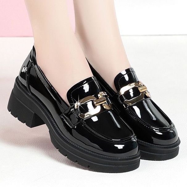 Loafers Women's Small Leather Shoes Waterproof Table British Style Low-top Japanese Flat-soled Patent Leather Single Shoes_vogvips.com