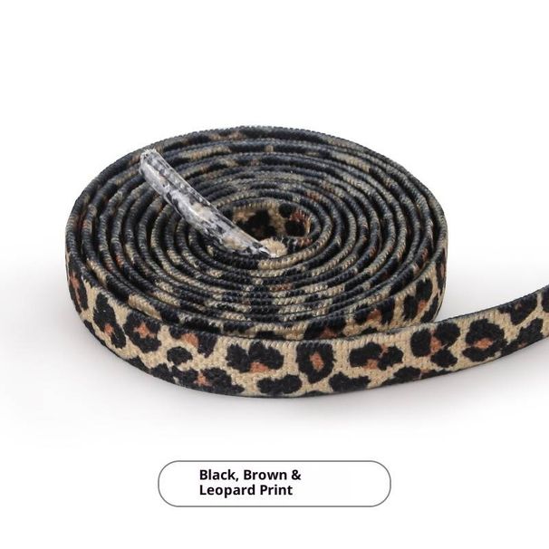 No-Tie Flat Leopard Print Shoelaces For Sneakers – Elastic Slip-On Laces With Bonus Accessories (4 Flat Clips, Spring Clips, Metal Capsules)_vogvips.com