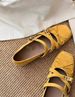 Spring New Style Women's Square Toe Bow Wedge Heel Shoes Cross Straps Gentle Low Cut Soft Sole French Ballet Style_vogvips.com