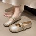Flat Single Shoes Women's Spring Mary Jane Shoes French Gentle Style Evening Shoes Small Leather Shoes Beanie Shoes_vogvips.com