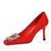 7792-1K82 European And American Style Party High-heeled Women's Shoes, Ultra-high Heel, Shallow Square Toe, Suede With_vogvips.com