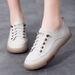 Genuine Leather White Shoes Women In The Spring And Summer Of 2025 Korean Version Hollowed Out Women's Shoes. Soft Sole_vogvips.com