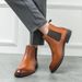 New Fashion Chelsea Boots Men's Brown Retro High-top Men's Boots European And American Fashion Boots British Gentleman Leather Boots_vogvips.com