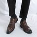 New Black And White Color-block Carved Brick Men's Shoes For Men's Business Leather British Derby Shoes Pointed Toe Banquet Wedding Leather Shoes_vogvips.com