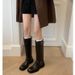 Grape Mom Studiolee Square Toe Versatile Chunky Heel Thick Sole Buckle Strap Over-the-Knee Mid-Calf Riding Boots For_vogvips.com