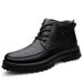 High Top Leather Shoes Gentleman Casual Big Head Shoes Large Size Fleece Boots_vogvips.com