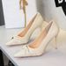 Women's Shoes High Heels For Women, Pointed Toe, Pleated Bow, Versatile, Low Cut, Elegant, Stiletto Heels For Formal Occasions._vogvips.com