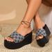 Plus Size Women's High Heeled Slippers, Comfortable Wedge Heel, Platform Sandals._vogvips.com