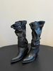 Pointed Toe Large Barrel Circumference Pile Pile Boots,design,retro Western Cowboy Boots, Thick Heel, Spicy Girl,trendy Feel,long Leg Boots For Women_vogvips.com