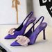 3526-H57 European And American Style Hollow Back Strap Pointed Toe Stiletto High Heels Color Block Flower Women's Shoes_vogvips.com