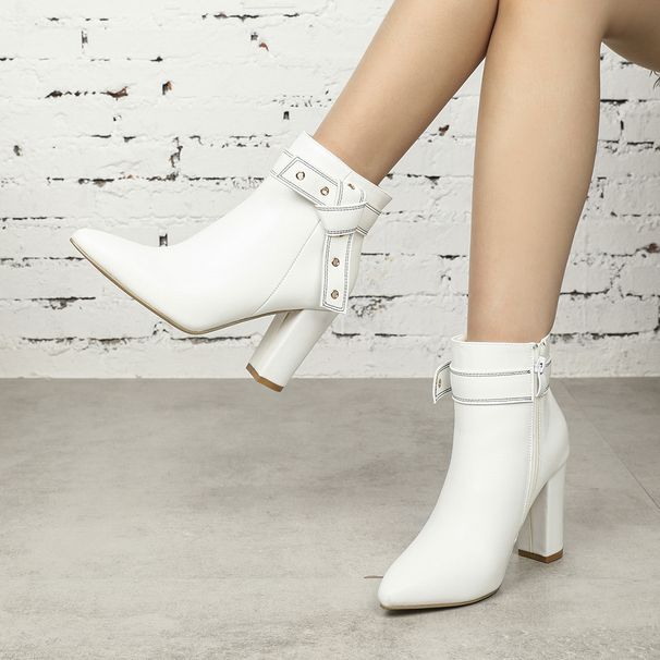 666-19 Women's Long Boots Pointed Toes, Thick High Heels, With A Comfortable, Warm, And Elegant Zipper At The Back_vogvips.com