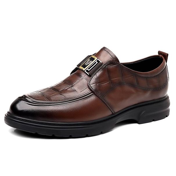 New Fashion Men's British Black Business Casual Loafer Shoes Daily Driving Office Leather Shoes One Foot Pedal Lazy Brown Banquet Dress Wedding Men's_vogvips.com