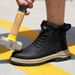 Men's Steel Toe Safety Boots, Anti-Smashing Side Zipper Work Boots, Microfiber Leather Upper, Rubber Sole, Ideal For Construction & Factory Workers_vogvips.com