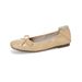 Square Head Bow Ballet Single Shoes Women's Flat-soled Laden Shoes French One-pedal Beanie Shoes_vogvips.com