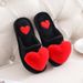 Autumn Winter Cotton Cartoon Shoes Floor Non-Slip Warm Lady Style Big Heart Maternity Home Slippers_vogvips.com