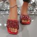 European And American Fashion Sequin Flat For Women, 2026 New Casual Versatile Square-toed Comfortable One-strap Beach_vogvips.com