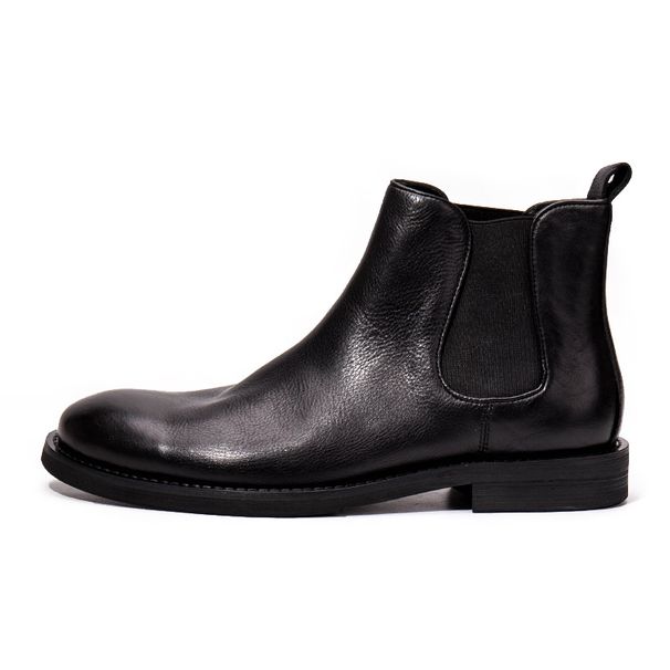 European Warm Series Men Round Toe Brown Martin Boots Top Layer Cowhide Casual Leather Shoes_vogvips.com
