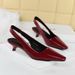 Single Shoes Women's Cone Heel Patent Leather Pointed Head Low Heel Hollowed Out Women's Shoes Rear Tripple Belt Looks Thin_vogvips.com