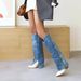 【Pre-sale | Ships In 15 Days】Pointed Toe Chunky Heel Cowboy Boots For Women - Western Style Knee-High Riding Boots With Rubber Sole_vogvips.com