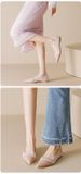 French Pointed Toe Nude Flat Shoes Women's Single Shoes Pregnant Women's Ladyshoes One Pedal Evening Ladyshoes_vogvips.com