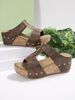 New Plus Size Women's Shoes Summer New Cross Thick Soled Rivet Buckle Cool Wedge Heel Slippers Independent_vogvips.com