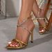 Ladies Gold High Heel Sandals Party Fashion Band Diamond Thin Buckle Pointed Heels Comfortable Going Out About High Heel Sandals_vogvips.com