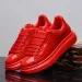 Unisex Patent Leather Glossy Platform Sneakers Lace Up Round Toe Couple Casual Walking Fashion Shoes_vogvips.com
