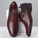 Men's Business Casual Round Toe British Lace Up Men's Leather Workwear Shoes, Trendy Plus Size Work Commuting Shoes_vogvips.com