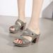 2025 New Women's Sandals Metal Buckle Stitching Thick High Heel Large Size Comfortable Slippers_vogvips.com