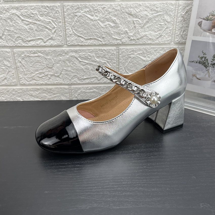 Autumn 2025 New High Heels Versatile Mary Jane Style Color Blocked Light Mouth Women's Single Shoes_vogvips.com