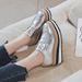 Women's Shoes New Brogue Thick Soled Platform Shoes Wedge Heeled Shoes For Women With Increased Height And Casual British Style Without Tiring Feet_vogvips.com