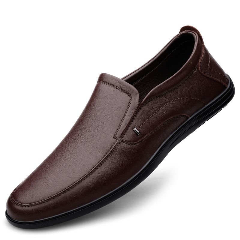 Classic Cowhide Casual Men's Breathable Sole Soft Leather Driver's Versatile Loafers Lazy Shoes_vogvips.com