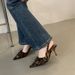 2024 Spring New French Style Peep Sandals Thin Comfortable Shallow Mouth Pointed Toe Kitten Heel Backless Single Shoes_vogvips.com