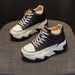 Black And White Inner Height Increase Thick-soled Dad Shoes Women's Versatile Little White Shoes Casual Women's Shoes_vogvips.com