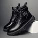 European Warm Series New Autumn Winter Fleece-Lined Martin Men's Mid-Cut Versatile British Style Casual Thick-Soled Black Work Leather Boots_vogvips.com