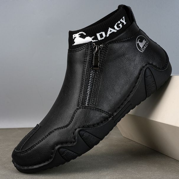 Retro Style Martin Boots For Men, Genuine Leather Large Size Men's Shoes, High-Top, Wear-Resistant, Outdoor Casual_vogvips.com