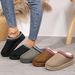 Women's Shoes Fur Half Slip Snow Shoes Autumn And Winter New 43 Size Plus Velvet Warm Thick Soled Slippers Without Heels Cotton Slippers_vogvips.com