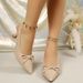 Cross-border Summer New Patent Leather Bow Pointed-toe Slingback Kitten Heel Plus-size Women's Shoes, Foreign Trade_vogvips.com